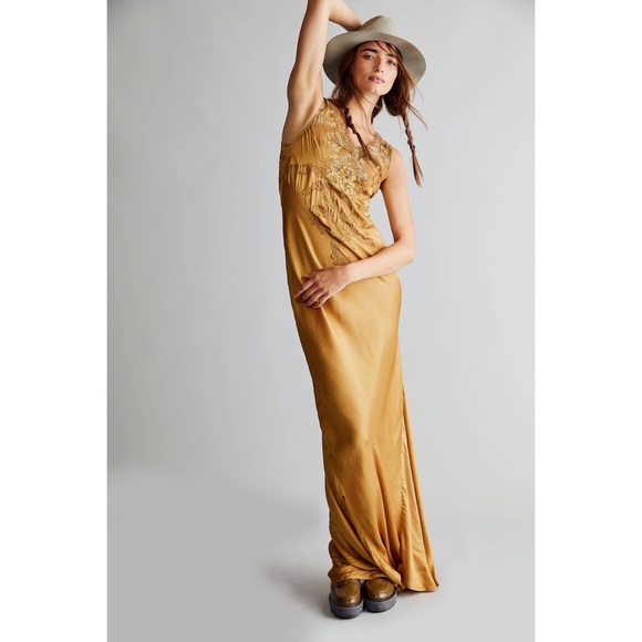 NWT Free People X Brenda Knight Laced Maxi Slip Dress - Picture 12 of 15